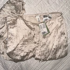 H&M elastic drawstring pants, cream color, size medium